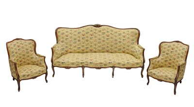 Lot 672 - 20th century French three-piece salon suite