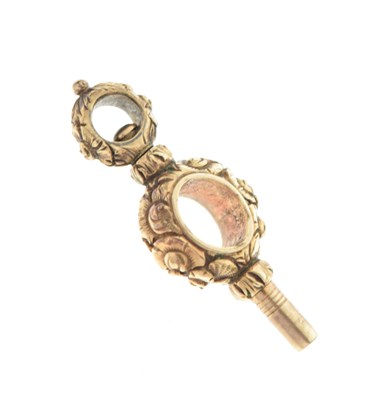 Lot 183 - Cast unmarked yellow metal watch key