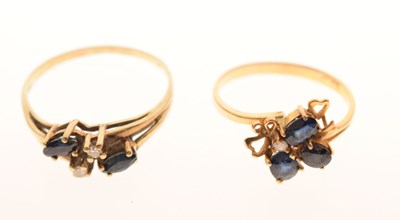 Lot 40 - 9ct gold sapphire and diamond dress ring