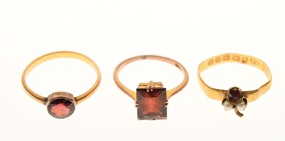 Lot 59 - Three red stone set rings