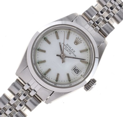Lot 94 - Rolex - Lady's Oyster Perpetual Date stainless steel wristwatch