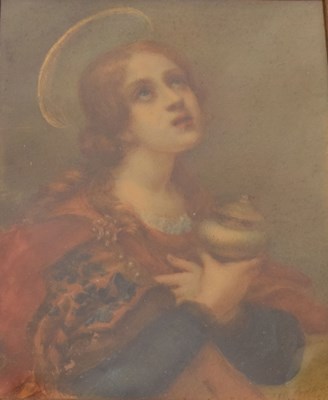 Lot 503 - After Carlo Dolci, miniature of Mary Magdalene holding an urn of myrrh