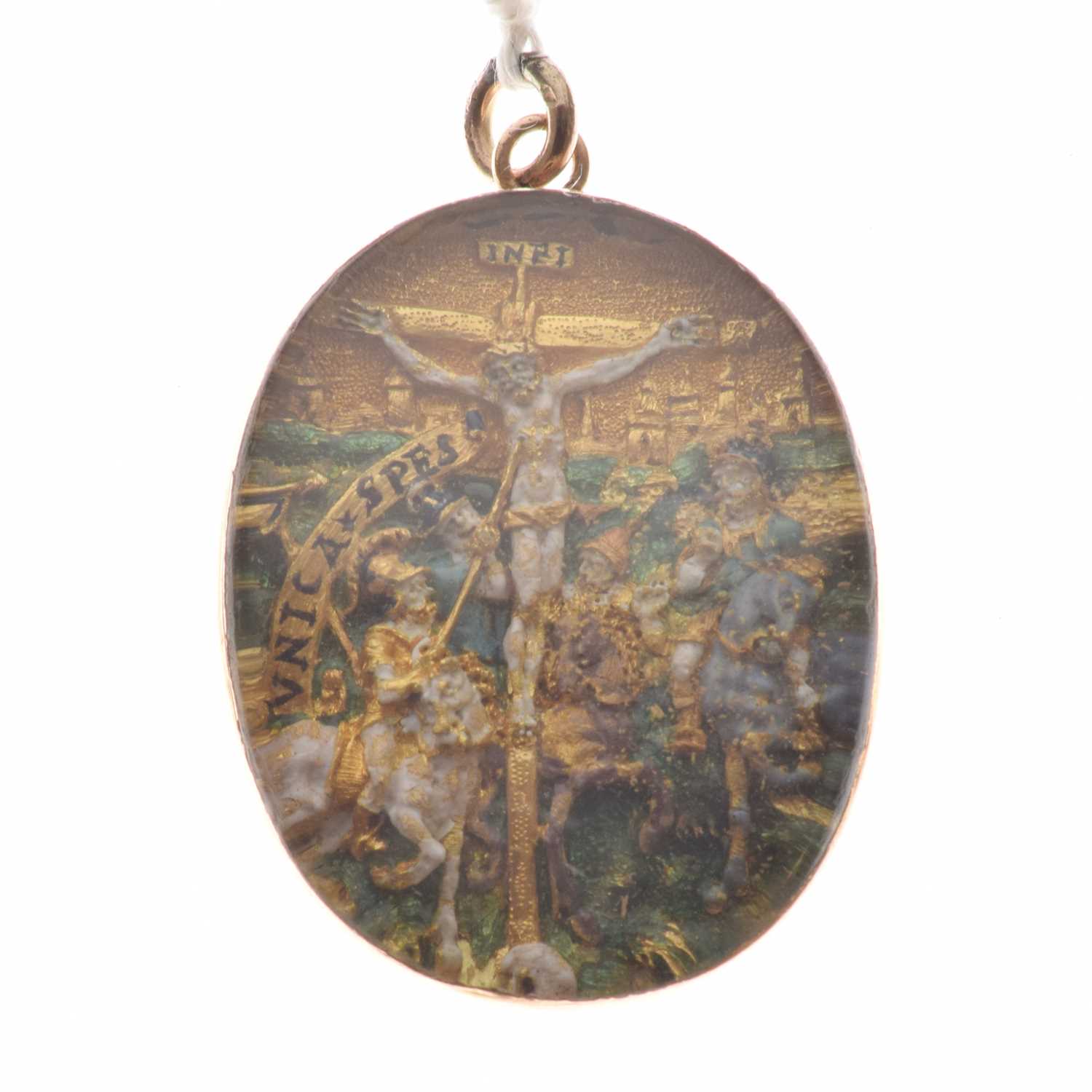 Lot 290 - Enamel and gold devotional pendant, possibly Italian, circa 1550-1600