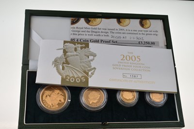Lot 157 - Royal Mint Gold Proof four-coin Sovereign Set, 2005
