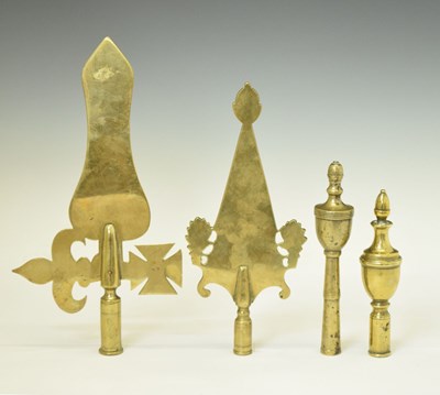 Lot 252 - Four West Country Friendly Society brass staff heads, Batcombe and Bruton, etc.