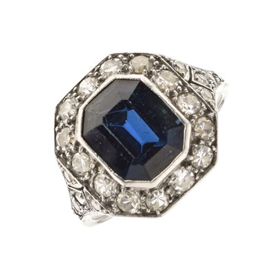 Lot 7 - Sapphire and diamond cluster ring