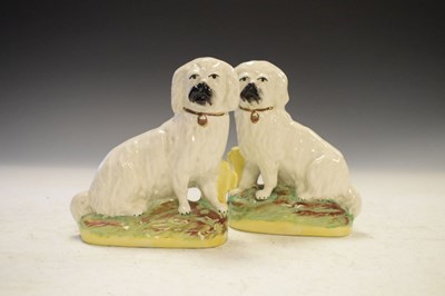 Lot 434 - Pair of Staffordshire-type semi-porcelain spaniels