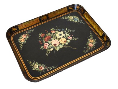 Lot 600 - 19th Century papier mache rectangular tray