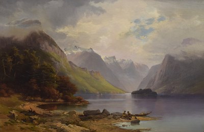 Lot 559 - Nicholas Chevalier - New Zealand oil on canvas - Lake Manapouri