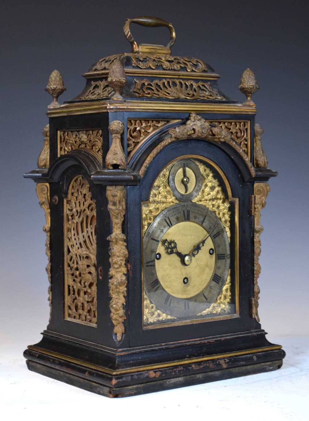 Lot 531 - 19th Century ebonised chiming bracket or table clock