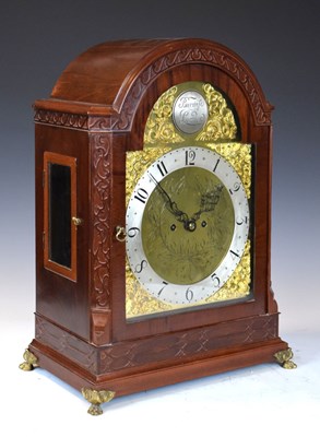 Lot 475 - Mahogany-cased twin fusee bracket or table clock