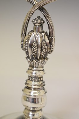 Lot 130 - Pair of Georg Jensen sterling silver two-branch candelabra