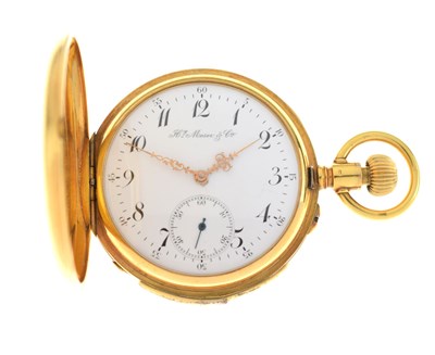 Lot 96 - Henry Moser & Cie - Swiss yellow metal (14K) repeater chronograph pocket watch