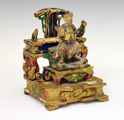 Lot 455 - 19th Century Chinese painted wooden figure