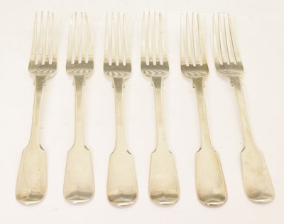 Lot 218 - Set of six Victorian Fiddle pattern table forks
