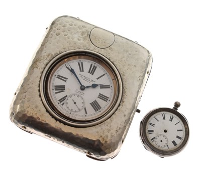 Lot 169 - Silver cased desk clock and silver pocket watch