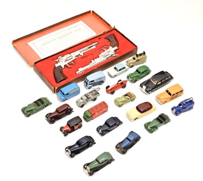 Lot 351 - Group of Dinky `Toys and boxed pair of Crescent Texan `Matched Pistols