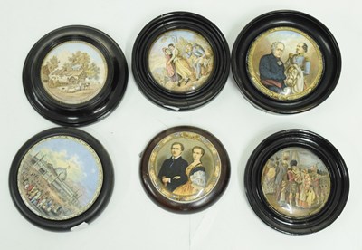Lot 447 - Six Prattware pot lids