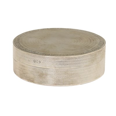 Lot 254 - George V circular silver box having engine-turned decoration