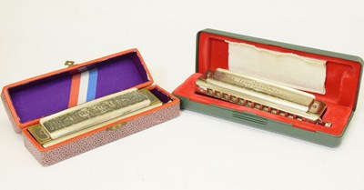 Lot 296 - Two cased Hohner 'The Super Chromonica' harmonicas