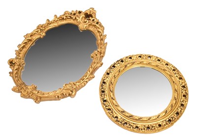 Lot 718 - Rococo-style gilt wall mirror and a convex wall mirror