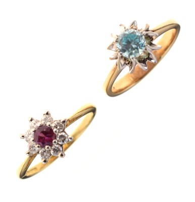 Lot 28 - 18ct gold, ruby and diamond cluster ring