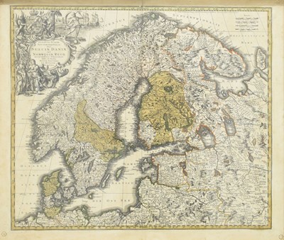 Lot 490 - Matthias Seutter - 18th century engraved map of Scandinavia