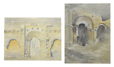 Lot 526 - John Hutchinson (1935-2018) - Church facade, possibly Rievaulx Abbey