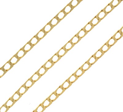 Lot 79 - Yellow metal filed curb link necklace, stamped '750'