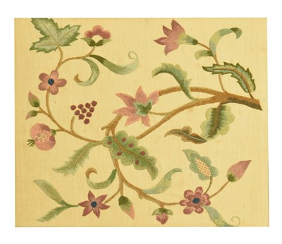 Lot 521 - Crewel work picture in oak frame