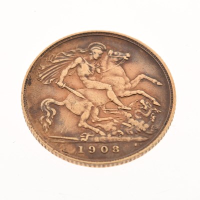 Lot 238 - Edward VII gold half sovereign, 1908