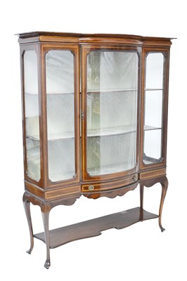 Lot 696 - Inlaid mahogany bow-breakfront display cabinet