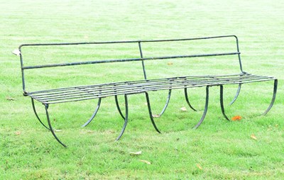 Lot 740 - Metal three-seater slatted garden bench