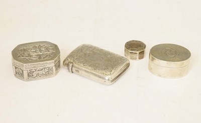 Lot 203 - Edward VII silver vesta case and three various boxes, etc