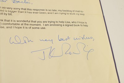 Lot 498 - Rowling (J. K.) - Harry Potter and the Deathly Hallows, 1st Edn, 2007, signed, with letter