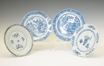 Lot 478 - Three 19th century Chinese blue and white porcelain export plates
