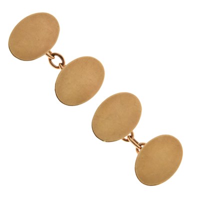 Lot 120 - Pair of 9ct gold oval cufflinks