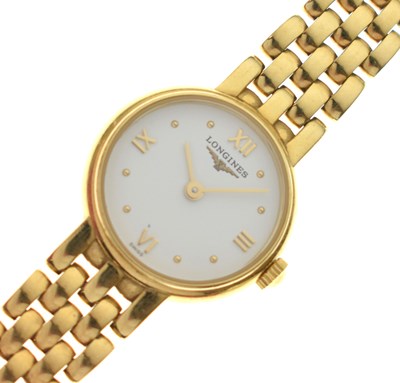 Lot 154 - Longines - Lady's 18ct gold bracelet watch