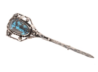 Lot 43 - Turquoise set Arts & Crafts bar brooch