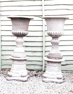 Lot 731 - Pair of Victorian style Campana urns