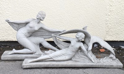 Lot 736 - Art Deco influence composite garden figure of a dancer