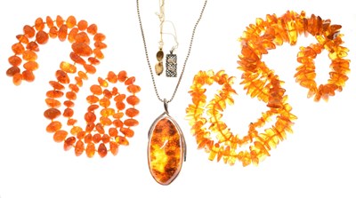 Lot 75 - Two amber bead necklaces
