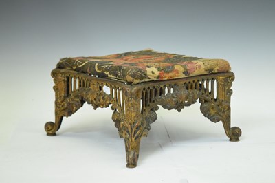 Lot 641 - Late 19th century gilt metal footstool