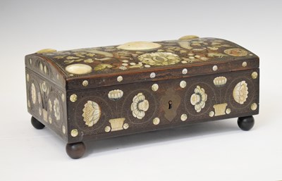 Lot 293 - Unusual 19th Century Anglo-Indian wirework- and mother-of-pearl inlaid hardwood box