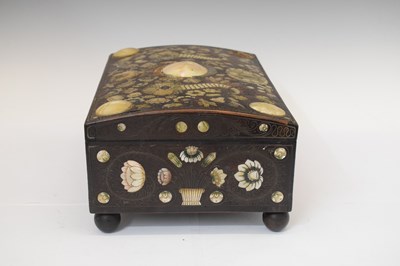 Lot 293 - Unusual 19th Century Anglo-Indian wirework- and mother-of-pearl inlaid hardwood box