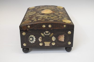 Lot 293 - Unusual 19th Century Anglo-Indian wirework- and mother-of-pearl inlaid hardwood box
