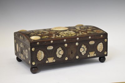 Lot 293 - Unusual 19th Century Anglo-Indian wirework- and mother-of-pearl inlaid hardwood box