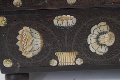 Lot 293 - Unusual 19th Century Anglo-Indian wirework- and mother-of-pearl inlaid hardwood box