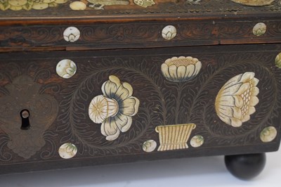 Lot 293 - Unusual 19th Century Anglo-Indian wirework- and mother-of-pearl inlaid hardwood box