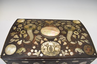 Lot 293 - Unusual 19th Century Anglo-Indian wirework- and mother-of-pearl inlaid hardwood box